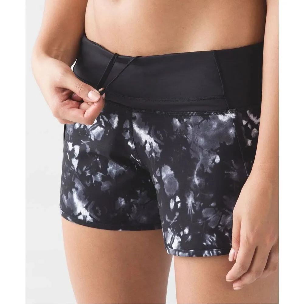 Lululemon Run Times Short 4” In Dusk Dye White Black Size 4